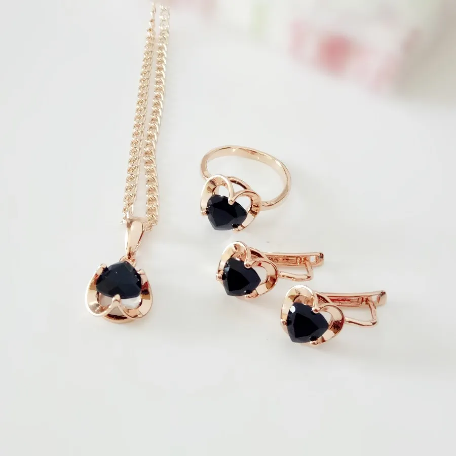 Women Office Jewelry Sets Office Style Rose 585 Gold Color Women Jewelry Black Cubic Zirconia Earring/Necklace/Ring Sets
Women Office Jewelry Sets Office Style Rose 585 Gold Color Women Jewelry Black Cubic Zirconia Earring/Necklace/Ring Sets