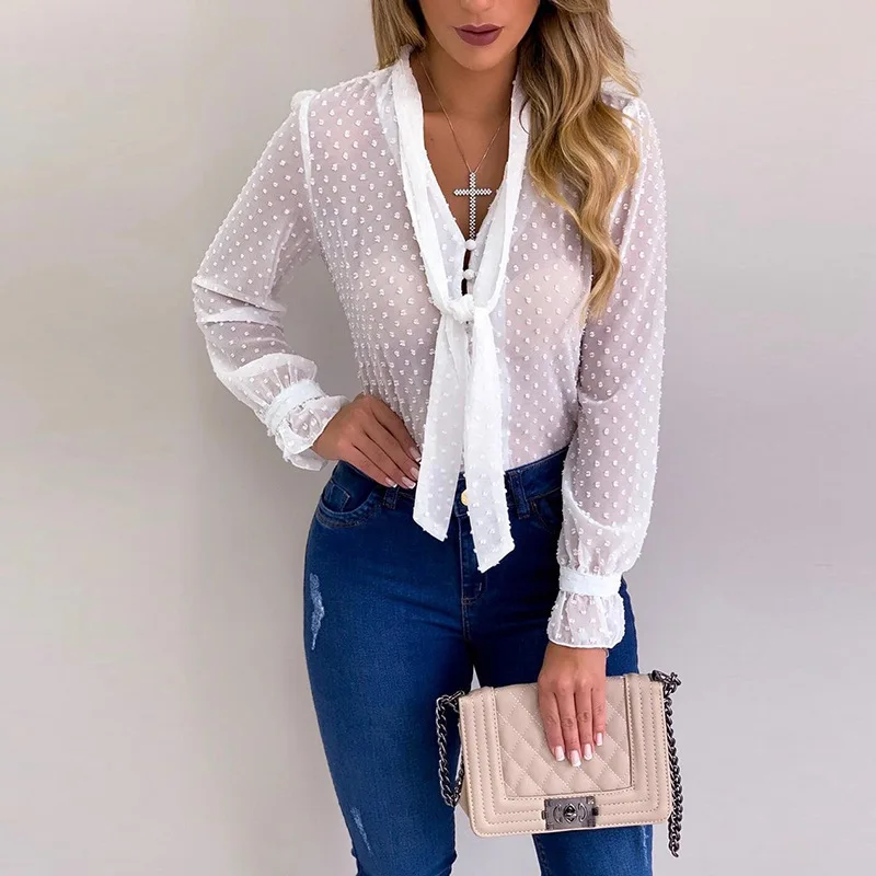 Chiffon Shirt Plus Size Blouse Tops Women Polka Dot Button Necktie Long Sleeve Office Work Ladies Blusa 5XL Spring Autumn 2019
Chiffon Shirt Plus Size Blouse Tops Women Polka Dot Button Necktie Long Sleeve Office Work Ladies Blusa 5XL Spring Autumn 2019