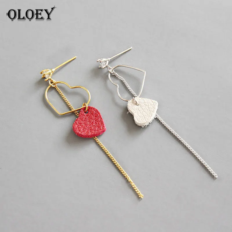 OLOEY 100% Real 925 Sterling Silver Earrings for Ladies Girls 2018 Red/White Leather Heart Long Drop Earring Fine Jewelry YME405
OLOEY 100% Real 925 Sterling Silver Earrings for Ladies Girls 2018 Red/White Leather Heart Long Drop Earring Fine Jewelry YME405