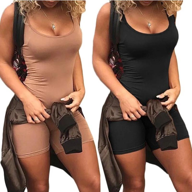 Summer Skinny Women Solid Color Romper Casual Playsuit Sexy Backless One Piece Slim Club Tights Bodysuit | Женская одежда