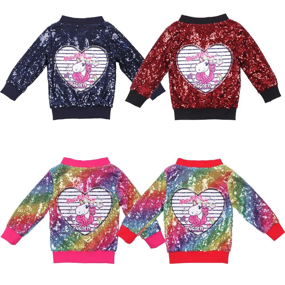 Spring Autumn Girls Bomber Jacket Stripe White Unicorn Kids Sequin Long Sleeve Cotton Outerwear Christmas Halloween Clothes Gift
Spring Autumn Girls Bomber Jacket Stripe White Unicorn Kids Sequin Long Sleeve Cotton Outerwear Christmas Halloween Clothes Gift