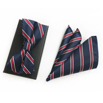 2 Pcs Hot Seller Gentlemen Banquet Bowtie Handkerchief Set Navy Blue with Red White Stripes
2 Pcs Hot Seller Gentlemen Banquet Bowtie Handkerchief Set Navy Blue with Red White Stripes