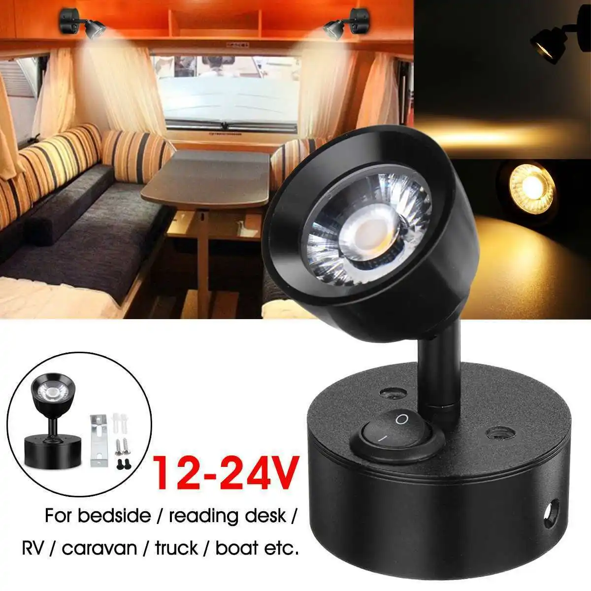 1X LED Interior Light RV Caravan Trailer Boat Wall Mount Bedside Reading Lamp Black for Camper van Lorry Caravan Bus Boat
1X LED Interior Light RV Caravan Trailer Boat Wall Mount Bedside Reading Lamp Black for Camper van Lorry Caravan Bus Boat