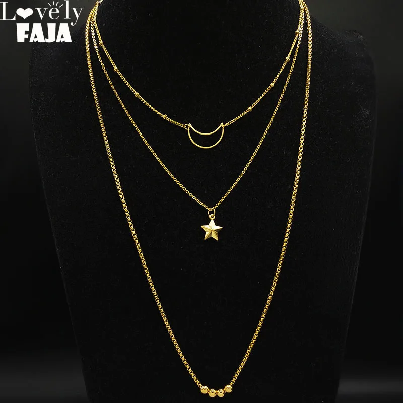 2019 Fashion Stainless Steel Necklace for Women Gold Color Moom Star layered Chain Necklace Jewelry cadenas mujer N19085
2019 Fashion Stainless Steel Necklace for Women Gold Color Moom Star layered Chain Necklace Jewelry cadenas mujer N19085