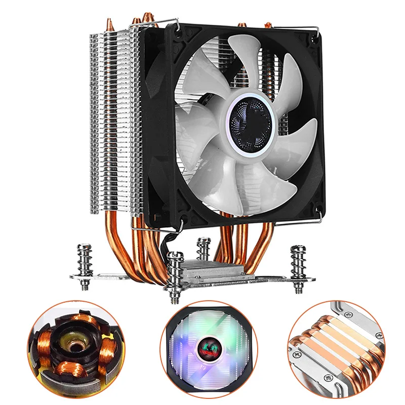 CPU Cooler 4 Heatpipe Radiator 90mm RGB Heatsink Cooling Fan For Intel LGA 2011 1151 1155 775 1156 AMD Fan Cooling
CPU Cooler 4 Heatpipe Radiator 90mm RGB Heatsink Cooling Fan For Intel LGA 2011 1151 1155 775 1156 AMD Fan Cooling
