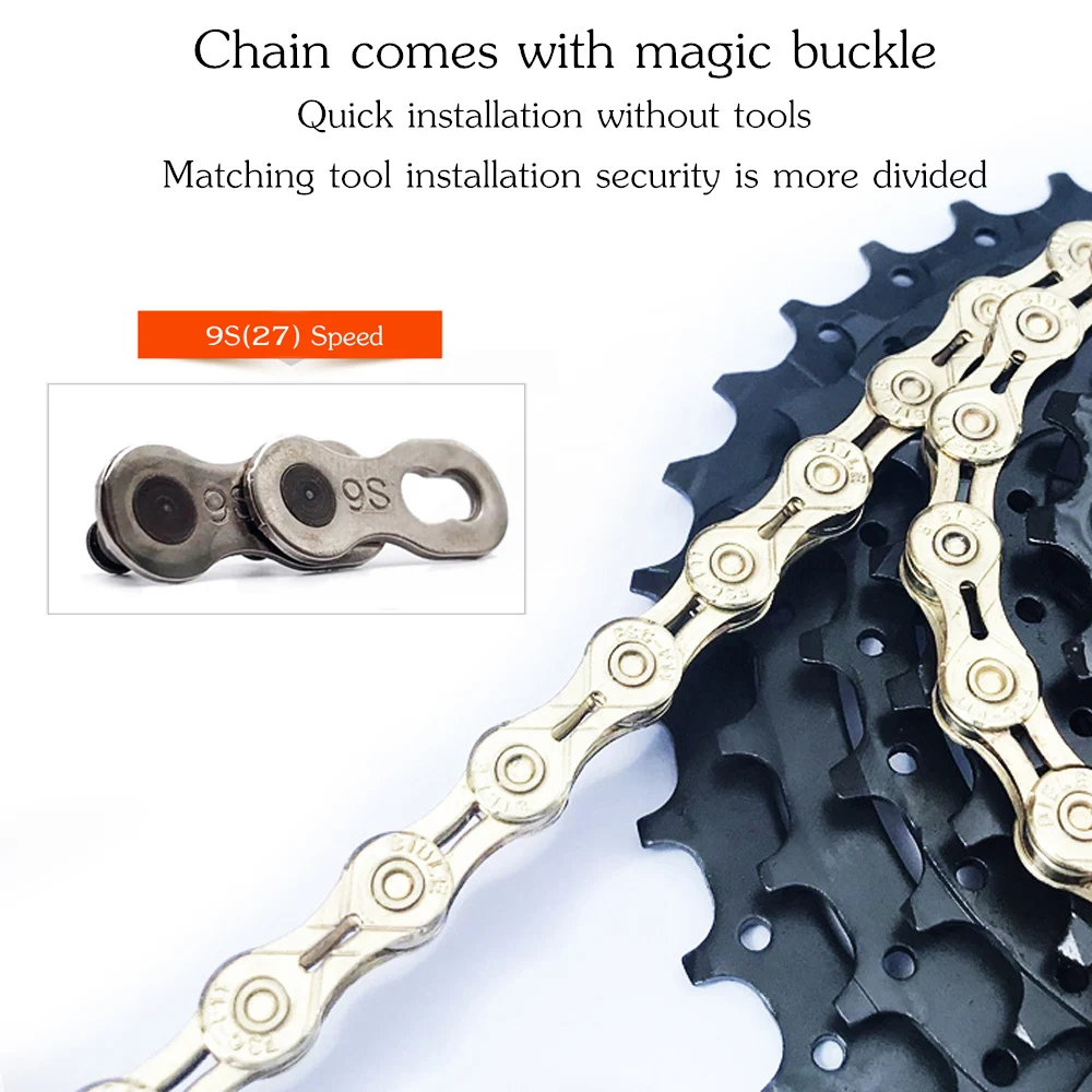 Discount VXM Bicycle chain 9 speed half hollow bike chains 9S 116 links ultralight MTB bike road bike variable speed boxed Bicycle Parts 3