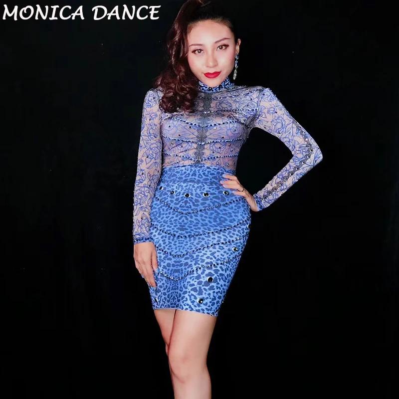 Women Blue Printed Stretch Rhinestones Dress Long Sleeves Outfit Birthday Party Wear Costume Women's Birthday Celebrate Dress
Women Blue Printed Stretch Rhinestones Dress Long Sleeves Outfit Birthday Party Wear Costume Women's Birthday Celebrate Dress