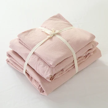 100% Washed cotton 4pcs Very soft bedding set Vintage style pink color duvet covers for girls
100% Washed cotton 4pcs Very soft bedding set Vintage style pink color duvet covers for girls