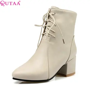 QUTAA 2018 Women Ankle Boots Westrn Style Pointed Toe Pu Leather Zipper and Lace Up Fashion All Match Women Boots Size 34-43
QUTAA 2018 Women Ankle Boots Westrn Style Pointed Toe Pu Leather Zipper and Lace Up Fashion All Match Women Boots Size 34-43