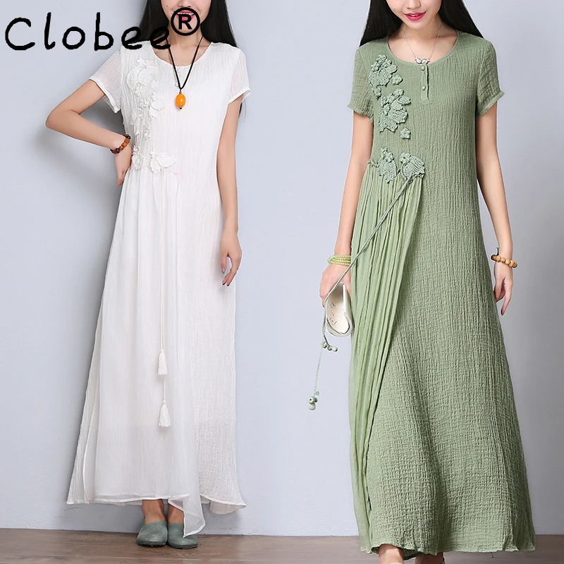 2017 Crochet Flower Patch Vintage Cotton Linen Women Summer Maxi Dress Silk Patchwork Casual Long Dress Vestidos de festa CD135
2017 Crochet Flower Patch Vintage Cotton Linen Women Summer Maxi Dress Silk Patchwork Casual Long Dress Vestidos de festa CD135