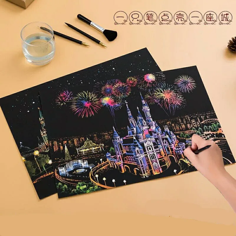 A City Night Scene Painting Scratch the Hand Painted Adult Children Scraping Picture Paper Creative DIY Birthday Gift Toys A109
A City Night Scene Painting Scratch the Hand Painted Adult Children Scraping Picture Paper Creative DIY Birthday Gift Toys A109