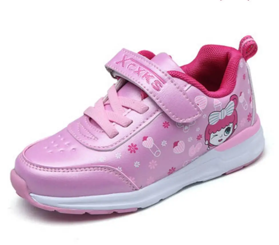 

Princess Shoes Student Children PU leather Sports Casual Shoes Fashion Hook & Loop Girls Sneakers Size 31-36