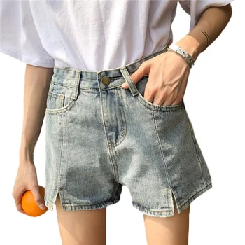 Denim Shorts Women Summer Loose High Waist Split Denim Shorts Female 2019 New Students Solid Color Ladies Wide Leg Shorts JIA286
Denim Shorts Women Summer Loose High Waist Split Denim Shorts Female 2019 New Students Solid Color Ladies Wide Leg Shorts JIA286