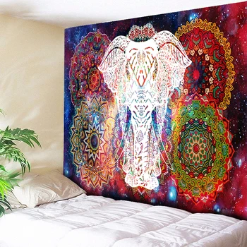 

Psychedelic Elephant Tapestry Wall Hanging Galaxy Starry Mandala Hippie Tapestries Wall Cloth Retro Boho Home Decor 200 * 300cm