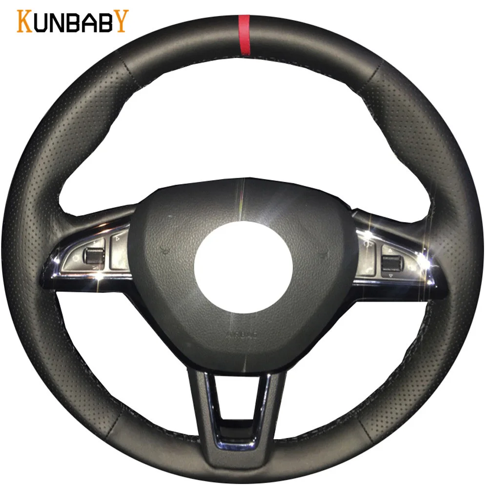 KUNBABY Leather Car Steering Wheel Cover Red Marker on Top for Skoda Octavia 2017 Fabia Rapid Spaceback 2016 Superb (3-Spoke)
KUNBABY Leather Car Steering Wheel Cover Red Marker on Top for Skoda Octavia 2017 Fabia Rapid Spaceback 2016 Superb (3-Spoke)