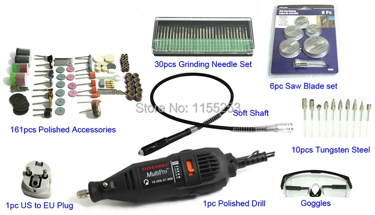 DREMEL MultiPro дрель + аксессуары для резьбы шлифования и полировки Вольфрамовая сталь