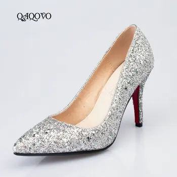 Women's Fashion Bling Pumps Sexy Thin High Heels Slip On Pointed Toe Party Wedding Shoes Female Red Gold Silver Size 34-43
Women's Fashion Bling Pumps Sexy Thin High Heels Slip On Pointed Toe Party Wedding Shoes Female Red Gold Silver Size 34-43
