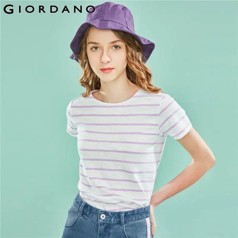 Giordano Women T Shirt Women 100% Quality Slub Cotton Fabric Tee Women Short Sleeves O Neck Contrast Color Stripe Tshirt Mujer
Giordano Women T Shirt Women 100% Quality Slub Cotton Fabric Tee Women Short Sleeves O Neck Contrast Color Stripe Tshirt Mujer