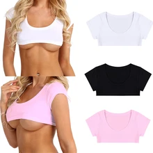 Sexy Summer Women Party Tank Tops Cropped Short Sleeve Cotton Crop Tops Shirt Sexy Summer Women Party Tank Tops Cropped Short Sleeve Cotton Crop Tops Shirt