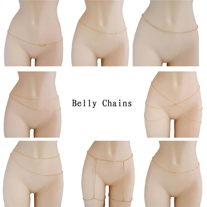 1 Sexy Belly Body Chain Low Tassel Rhinestone Heart Shape Waist Chains Women Fashion Jewelry Beach Bikini Body Chain