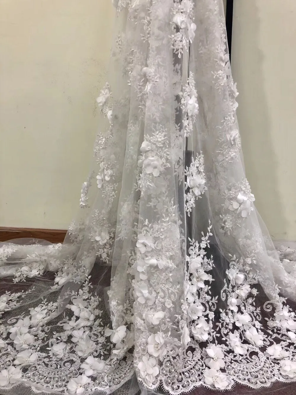 3d цветок французский чистая кружевная ткань с пером специальная вышитая Anan-11164
