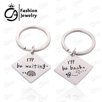 I will be back I'll be waiting Set of two long distance out of town worker KeyChain Keyring Deployment Gift 10set/lot #LN1231 
I will be back I'll be waiting Set of two long distance out of town worker KeyChain Keyring Deployment Gift 10set/lot #LN1231