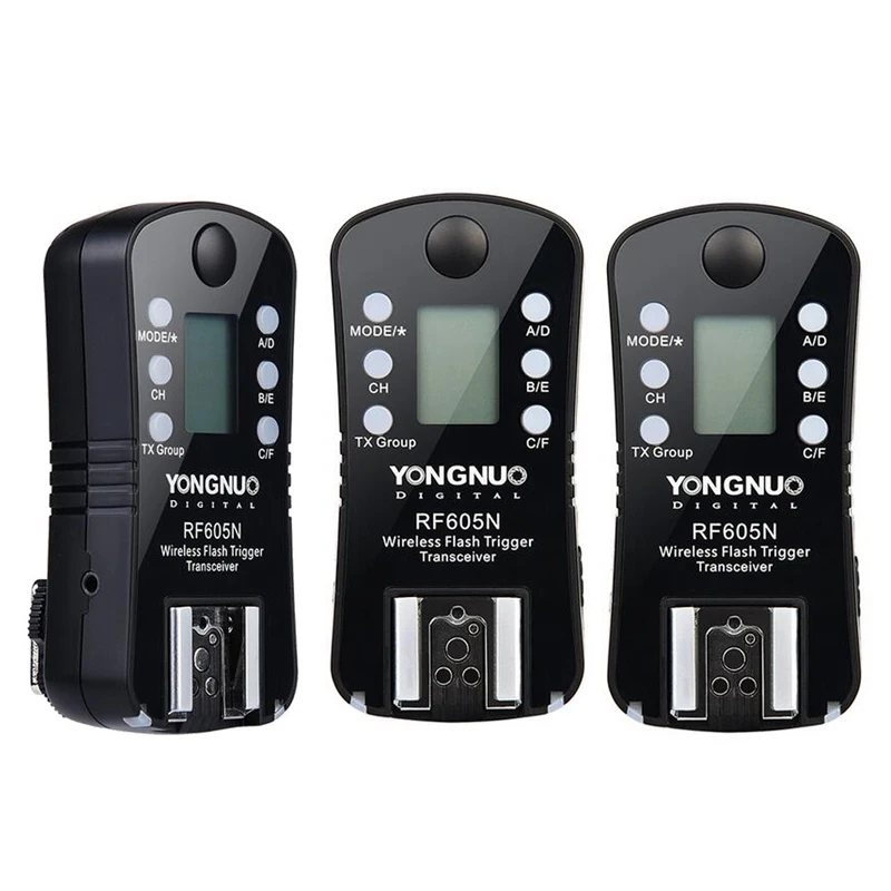 3pcs Yongnuo RF605C / RF605N LCD 2.4G Wireless Speedlite Transceiver Flash Trigger as RF602+ RF603 II for Canon / Nikon Camera 
3pcs Yongnuo RF605C / RF605N LCD 2.4G Wireless Speedlite Transceiver Flash Trigger as RF602+ RF603 II for Canon / Nikon Camera
