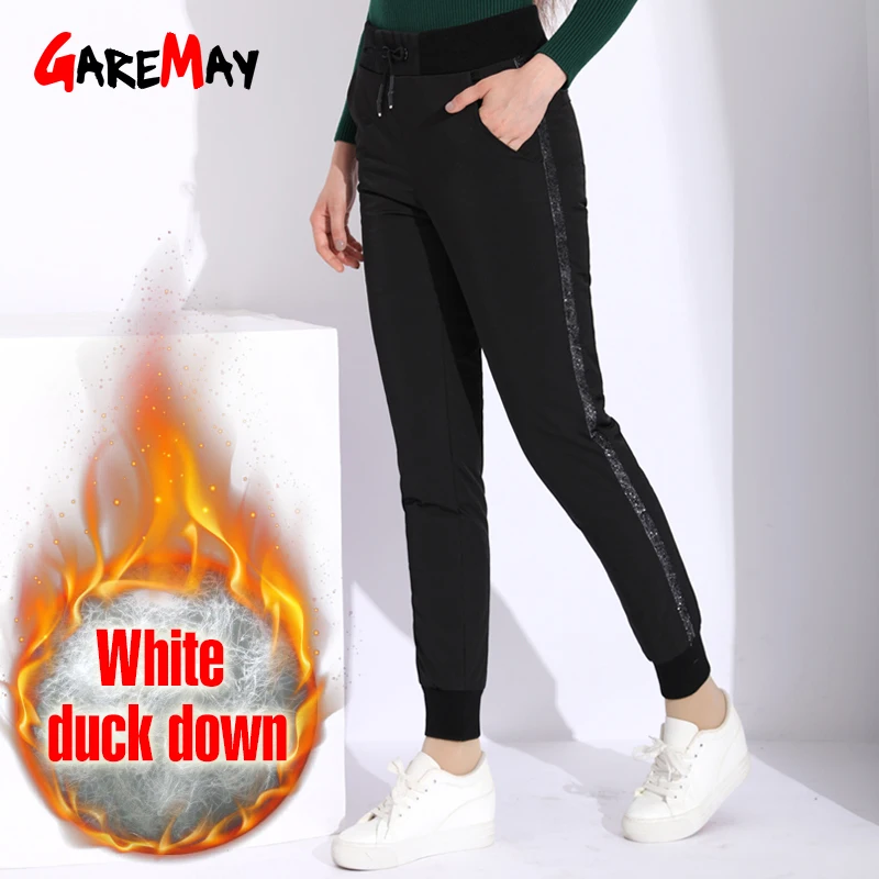Winter Down Pants With Stripes Women High Waist Warm Black Trousers For Women Lace Up Thick Pants Plus Size Women's Pant Female
Winter Down Pants With Stripes Women High Waist Warm Black Trousers For Women Lace Up Thick Pants Plus Size Women's Pant Female