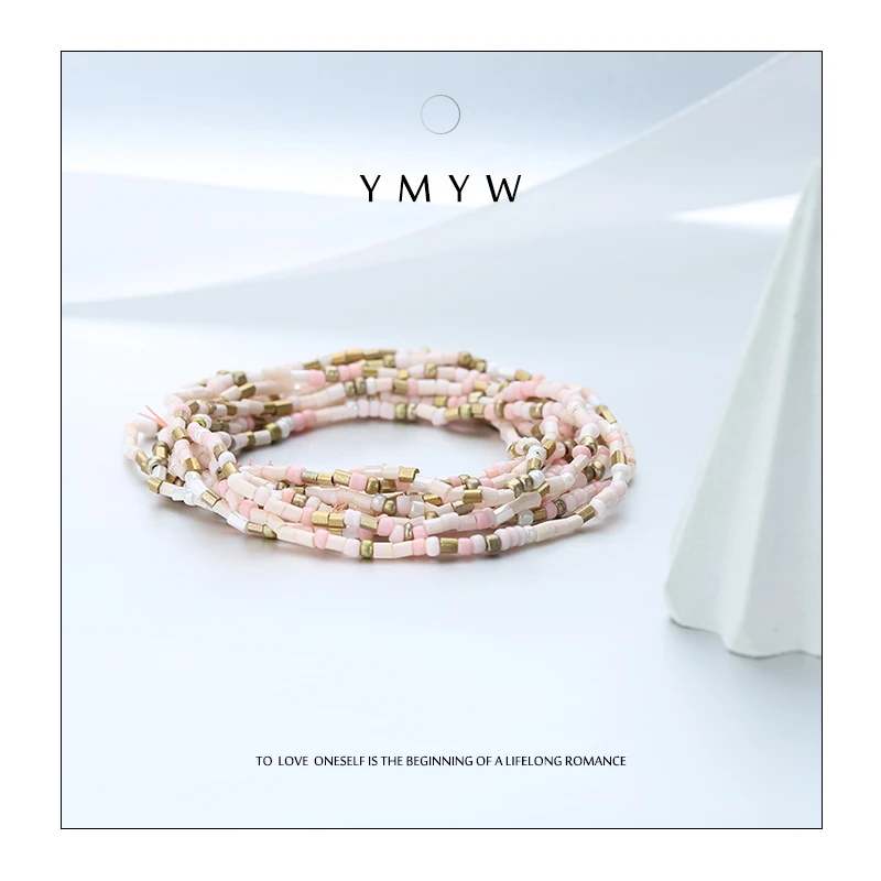 

YMYW 10Pcs/Lot Fashion Boho Style Charm Beads Bracelets for Women Multilayer Crystal Seed Bead Bracelet Jewelry Party Gift 2019