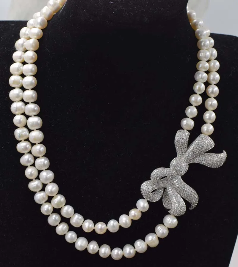 2rows freshwater pearl white near round 8-9mm necklace 17-18inch FPPJ wholesale beads nature
2rows freshwater pearl white near round 8-9mm necklace 17-18inch FPPJ wholesale beads nature