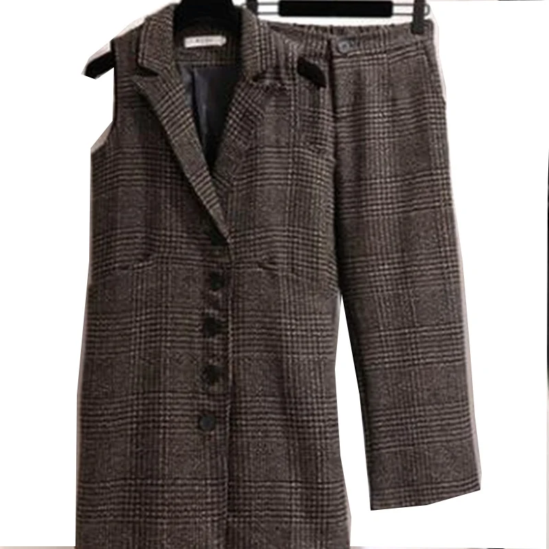 Fashion plaid suit female New high-end spring and autumn Plus Size 5XL wool plaid vest + wide leg pants two-piece suits women
Fashion plaid suit female New high-end spring and autumn Plus Size 5XL wool plaid vest + wide leg pants two-piece suits women