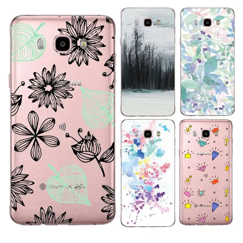 Forest Soft Clear TPU Phone Case For Samsung J3 J5 J7 S6 S7 S8 note8 A3 A5 C7 J2prime Diamond Flora Printed Cover Free Shipping | Мобильные