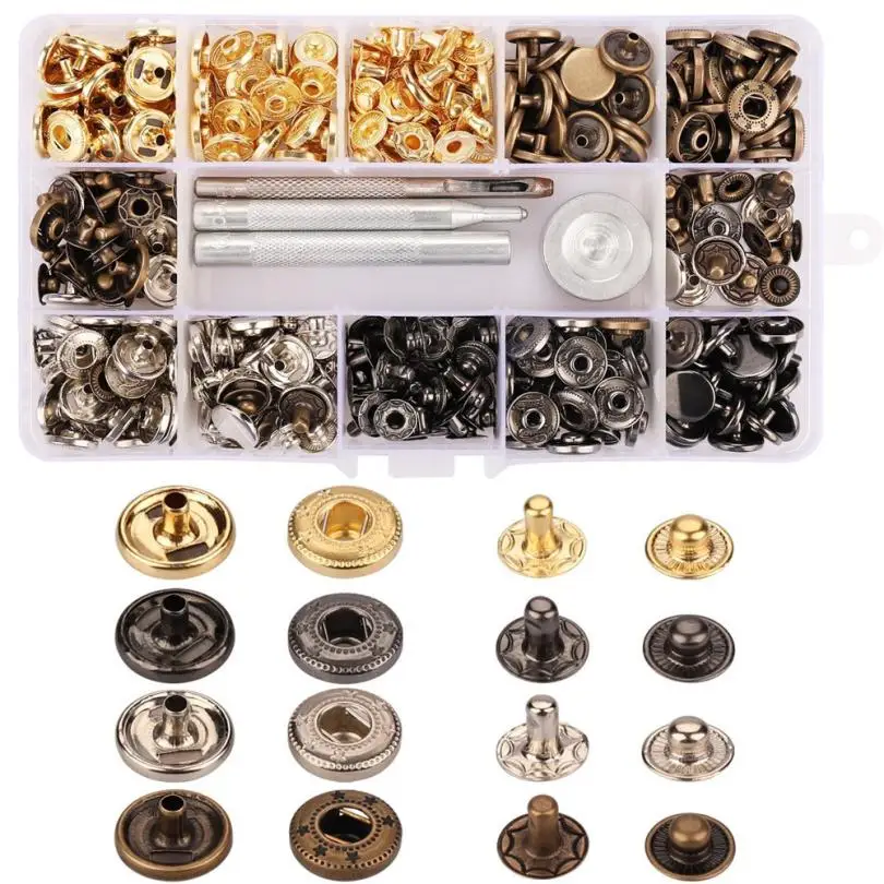 100 Set Snap Fastener Kit Button Tool Press Studs With Fixing Tools For Clothing 4.23
100 Set Snap Fastener Kit Button Tool Press Studs With Fixing Tools For Clothing 4.23