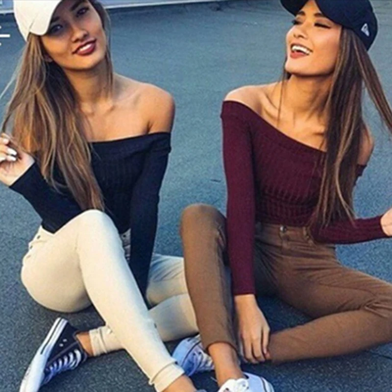 Fashion Women Off Shoulder Sweaters 5 Style Long Sleeve Slash Neck Pullover Slim Solid Knit Short Length Tops
Fashion Women Off Shoulder Sweaters 5 Style Long Sleeve Slash Neck Pullover Slim Solid Knit Short Length Tops