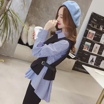 2019 Female Turn-Down Collar Patchwork Blouses Ladies Casual Slim Blue Stripe Shirts Women 2Pc Long Sleeve Office Tops
2019 Female Turn-Down Collar Patchwork Blouses Ladies Casual Slim Blue Stripe Shirts Women 2Pc Long Sleeve Office Tops