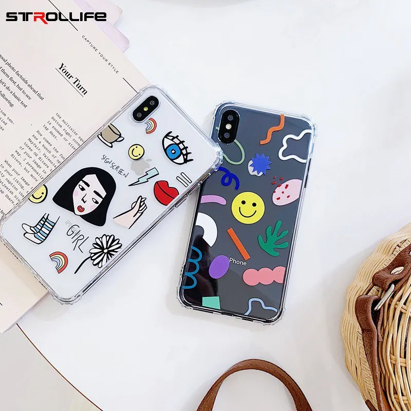 STROLLIFE Cute Girl Phone Case for IPhone X XS Max XR Cartoon Smile Face Geometric Figure Cover for IPhone 6 7 8 Plus Soft Shell
STROLLIFE Cute Girl Phone Case for IPhone X XS Max XR Cartoon Smile Face Geometric Figure Cover for IPhone 6 7 8 Plus Soft Shell