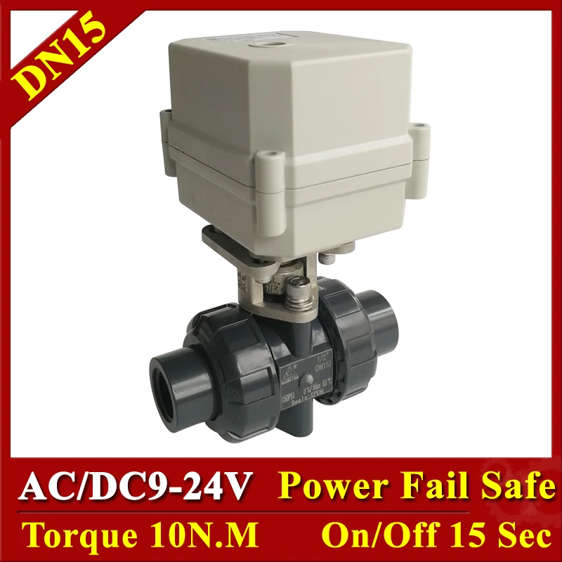 Tsai Fan 1/2" 2-Way PVC Power Failure Return Valve BSP/NPT DN15 AC/DC9V-24V 2/5 Wires Plastic Electric Ball Valve for sea water
Tsai Fan 1/2" 2-Way PVC Power Failure Return Valve BSP/NPT DN15 AC/DC9V-24V 2/5 Wires Plastic Electric Ball Valve for sea water