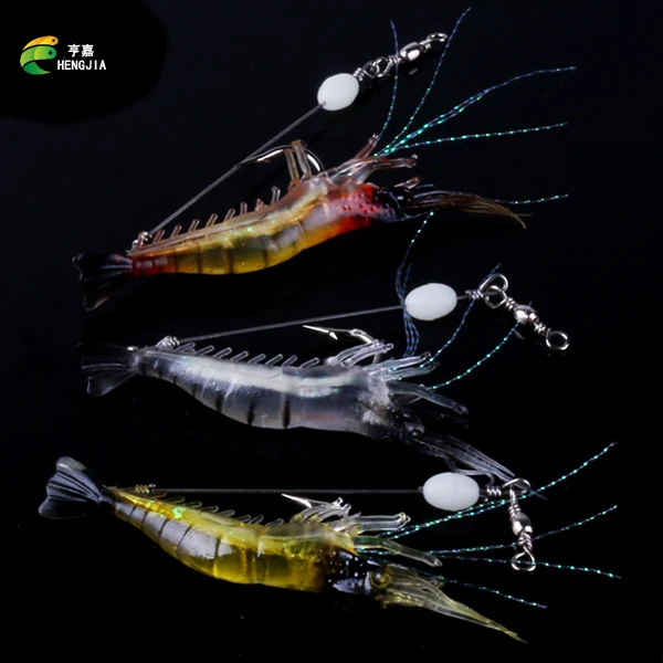 HENGJIA Wholesale 50PCS 7.5CM 6G Luminous Soft Lures ISCA Artificial Shrimp Lures/Hooks Fishing Baits | Спорт и развлечения