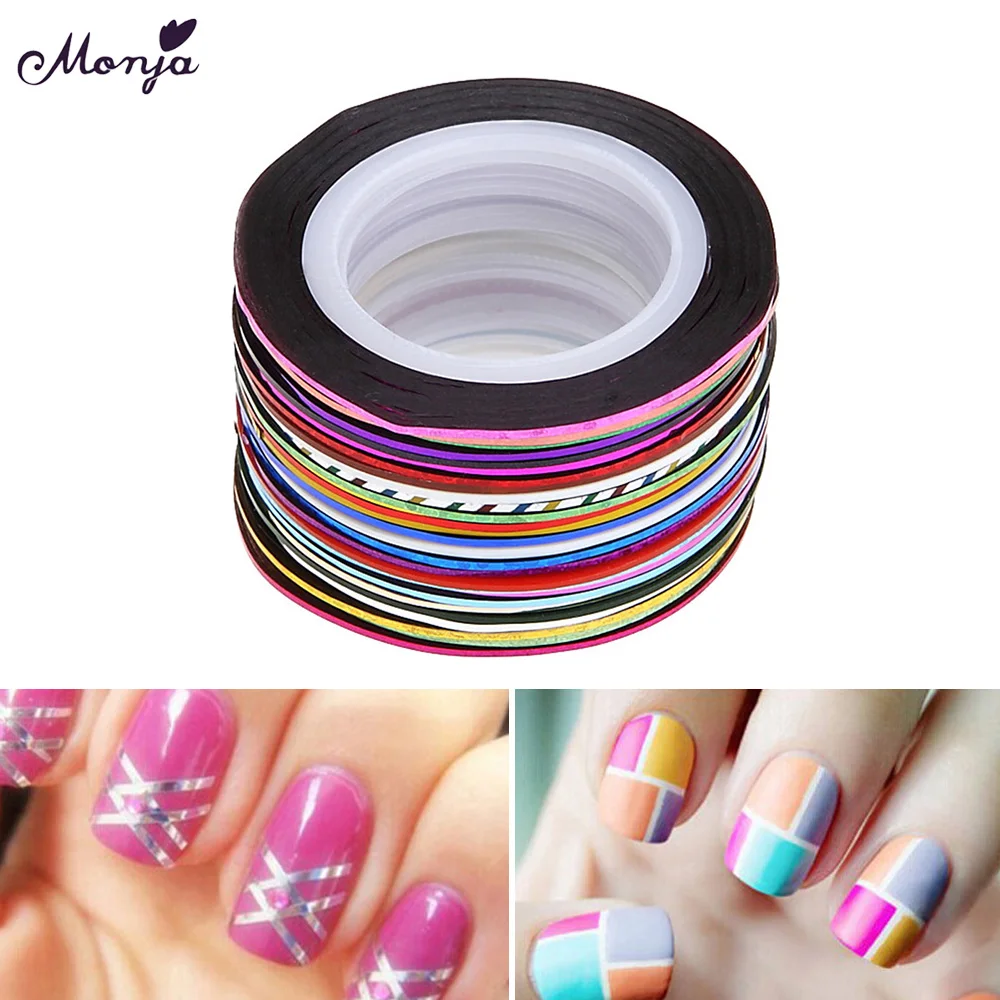 Monja 30pcs Rolls 3D adhesive Striping Tape Line Set Nail Art Decoration Mixed Colors Sticker Decal 3D DIY Fashion Decal Kits
Monja 30pcs Rolls 3D adhesive Striping Tape Line Set Nail Art Decoration Mixed Colors Sticker Decal 3D DIY Fashion Decal Kits