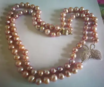 Beautiful 8-9mm natural pink pearl necklace 35" 50" 
Beautiful 8-9mm natural pink pearl necklace 35" 50"