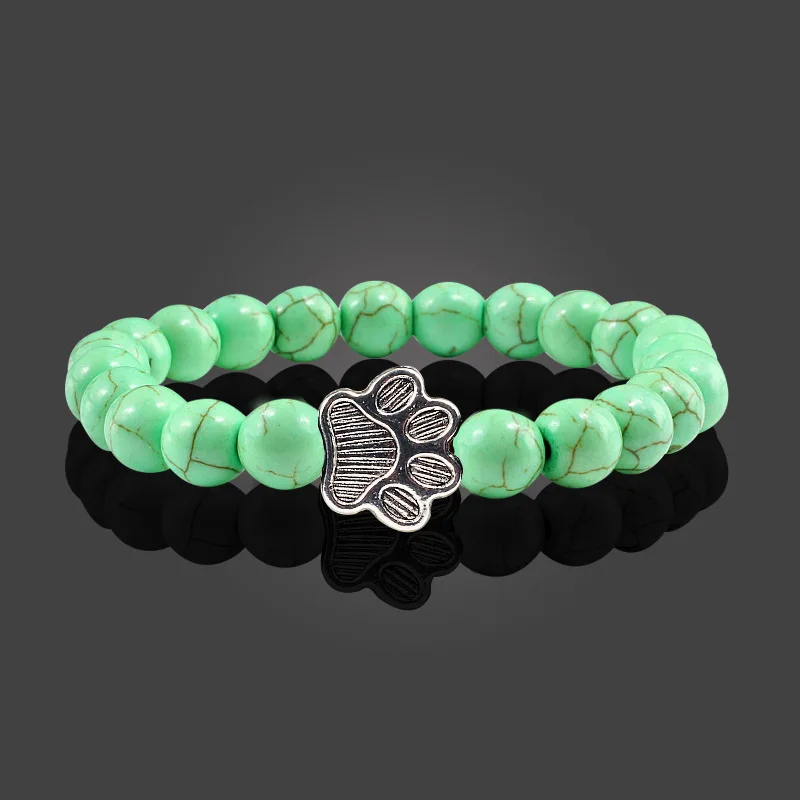 Accessory - Natural Black Volcanic Lava Stone Dog Paw Bracelet black Matte Beads Bracelets For Women Men Cat Dog Lovers Jewelry