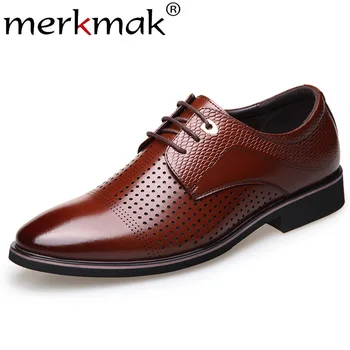 Merkmak Casual Oxfords Men's Leather Shoes Hollow Breathable Lace Up Formal Business Men Dress Shoes Solid Man Footwear Flats
Merkmak Casual Oxfords Men's Leather Shoes Hollow Breathable Lace Up Formal Business Men Dress Shoes Solid Man Footwear Flats