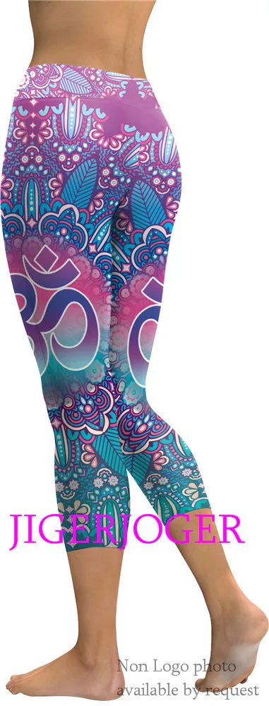 JIGERJOGER Spring Yellow Ganesha Capris Leggings JIGERJOGER Spring Yellow Ganesha Capris Leggings