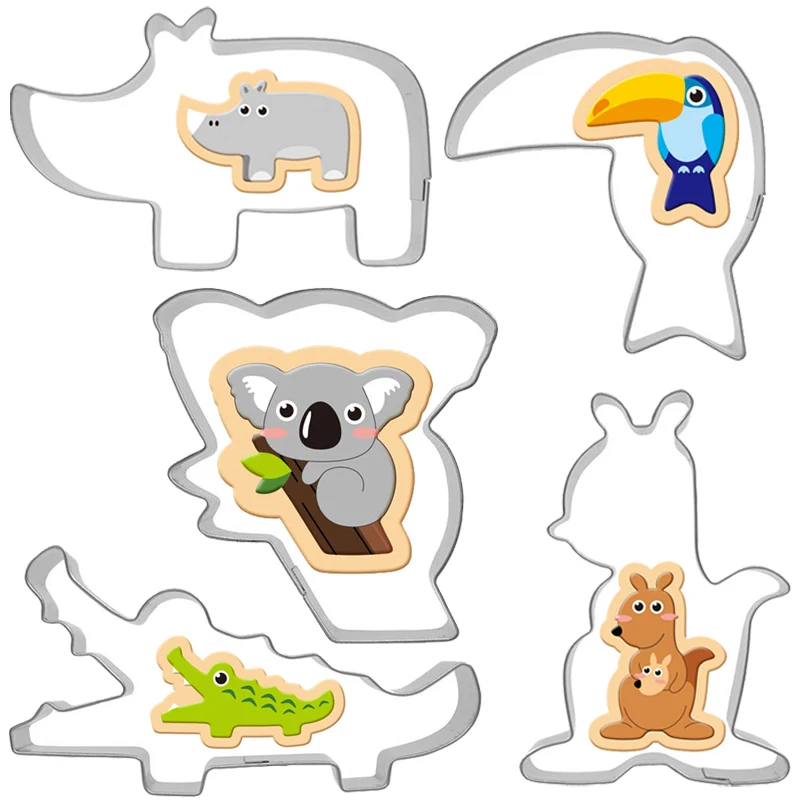5pcs/set Animal Cookie Cutters Rhinoceros Toucan Koala Crocodile and Kangaroo Biscuit Tools for Children
5pcs/set Animal Cookie Cutters Rhinoceros Toucan Koala Crocodile and Kangaroo Biscuit Tools for Children
