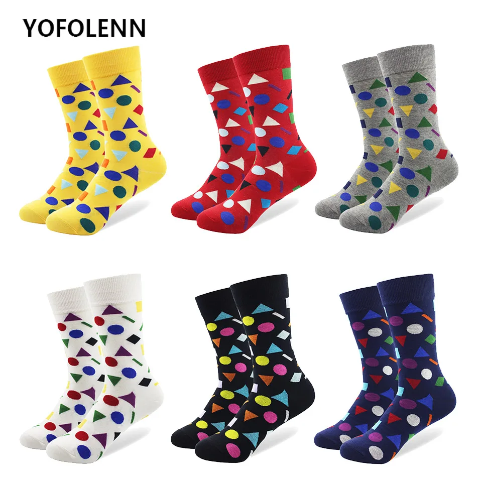 6 Pairs/lot Men's Combed Cotton Happy Socks Geometric Figure Pattern Colorful Funny Wedding Long Socks for Man Crazy Skate Sock
6 Pairs/lot Men's Combed Cotton Happy Socks Geometric Figure Pattern Colorful Funny Wedding Long Socks for Man Crazy Skate Sock