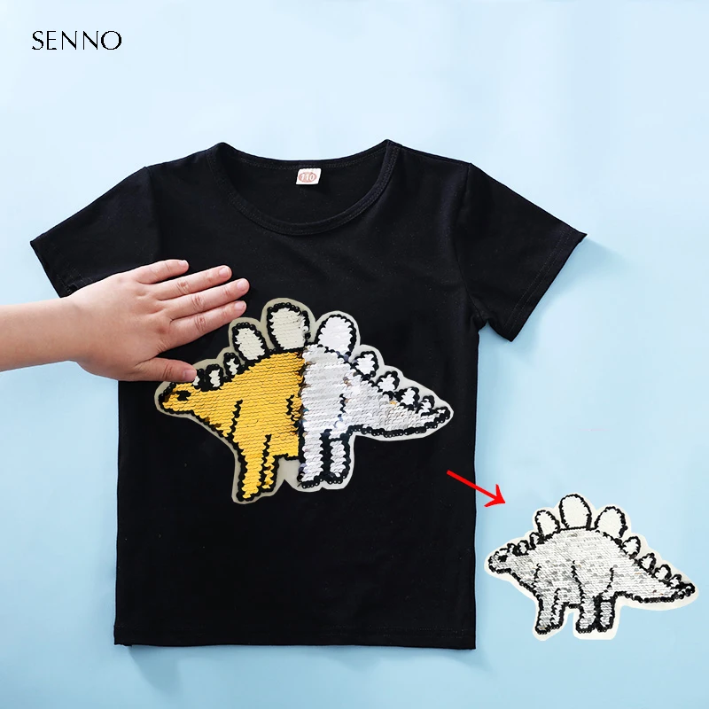 Reversible Double Sided Boys Dinosaur Sequin T Shirt For Summer Infant Kids Boys T-Shirts Clothes Cotton Toddler Tops for Boy
Reversible Double Sided Boys Dinosaur Sequin T Shirt For Summer Infant Kids Boys T-Shirts Clothes Cotton Toddler Tops for Boy