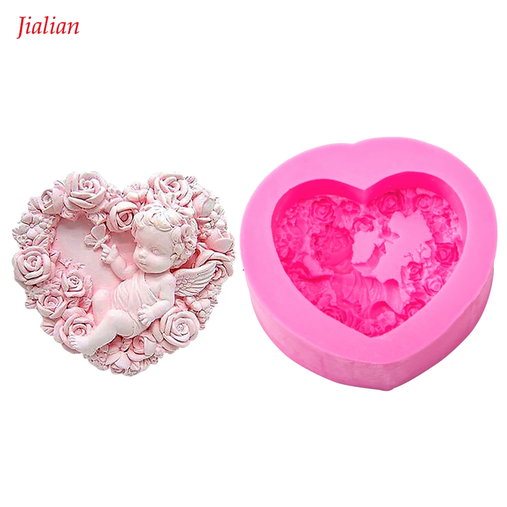 Heart angel boy Shape fondant silicone mold kitchen baking chocolate pastry candy Clay making cupcake lace decoration tool F0120
Heart angel boy Shape fondant silicone mold kitchen baking chocolate pastry candy Clay making cupcake lace decoration tool F0120