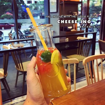 Summer Creative Juice Bottles Transparent Glass Bottle Lemon Fruit Tea Drinkware Coffee Shop Cold Drink Without Cover
Summer Creative Juice Bottles Transparent Glass Bottle Lemon Fruit Tea Drinkware Coffee Shop Cold Drink Without Cover