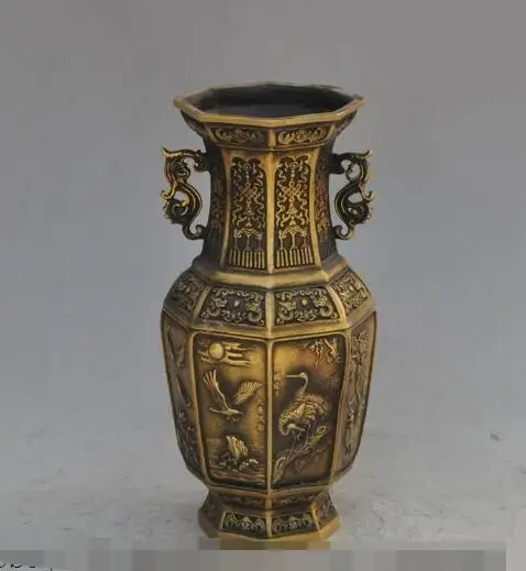 S4219 9" chinese fengshui bronze fish lotus crane bird statue Zun Cup Bottle Pot Vase
S4219 9" chinese fengshui bronze fish lotus crane bird statue Zun Cup Bottle Pot Vase