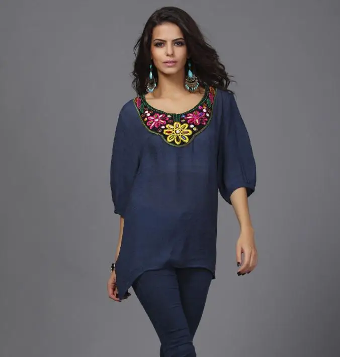 Summer woman solid tops, O- neck round neck T-shirt sleeve head embroidery, hand-beaded T- shirt and long sections
Summer woman solid tops, O- neck round neck T-shirt sleeve head embroidery, hand-beaded T- shirt and long sections